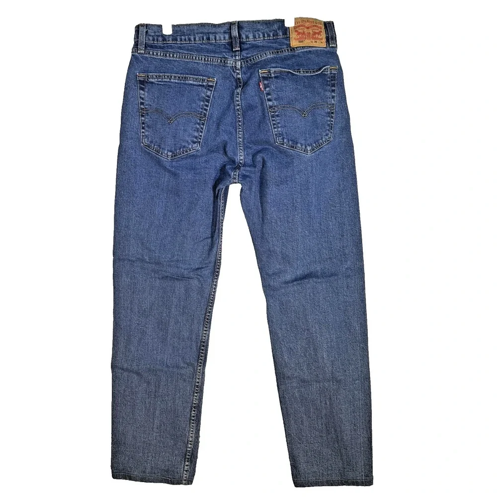 Levis 505 Jeans Mens 36x30 Blue Straight Leg Medium Wash Stretch Denim Zip Fly